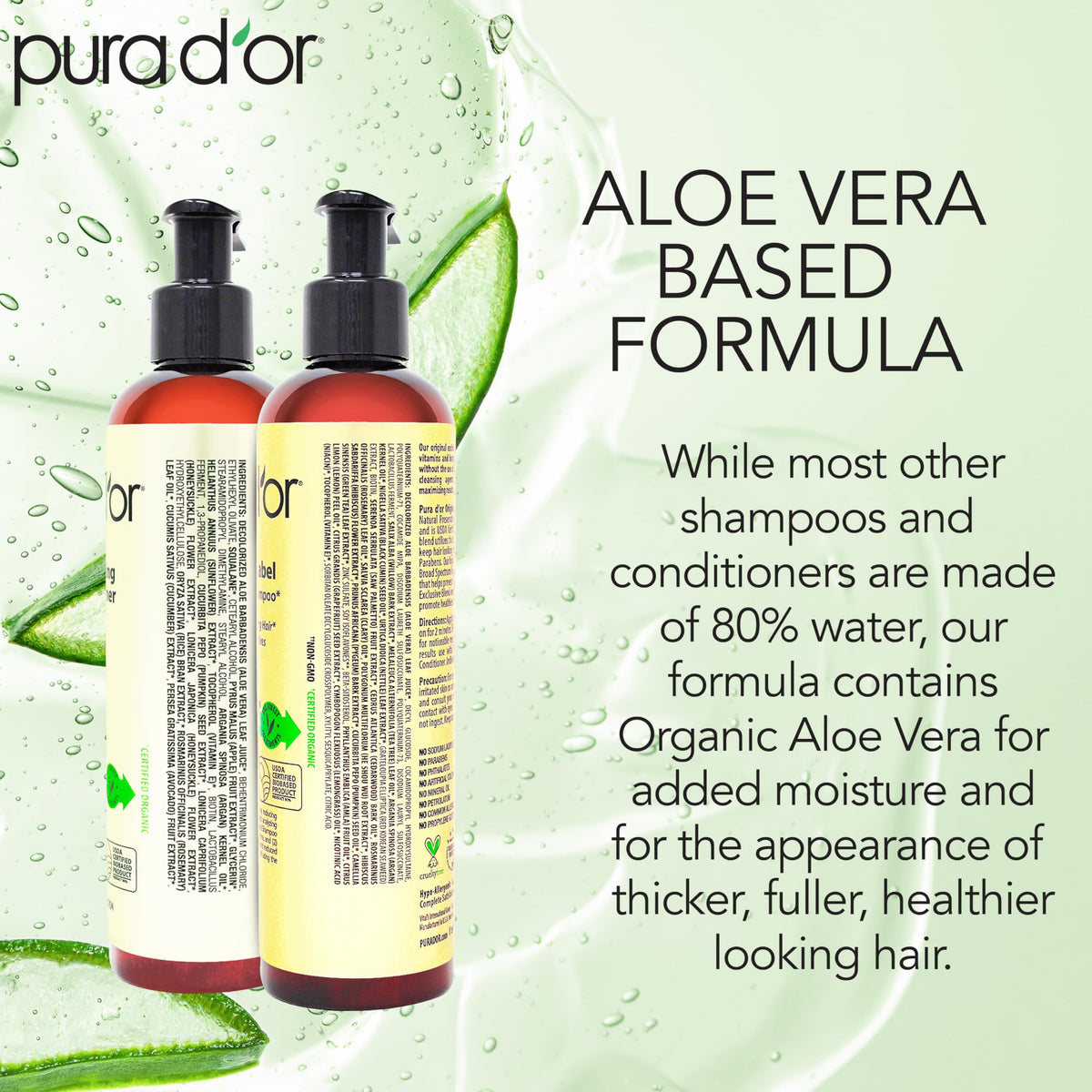 PURA D'OR botanical ingredients flatlay highlighting natural extracts