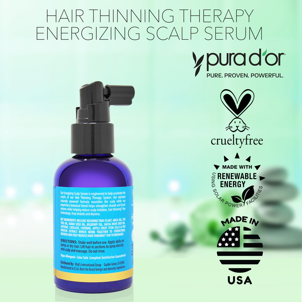 PURA D'OR serum on bathroom counter in routine setting showing daily-use benefit