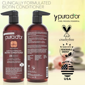 PURA D'OR bottle on bathroom shelf in lifestyle setting suggesting daily routine benefits