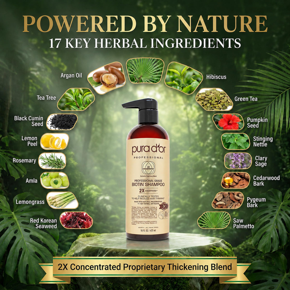 PURA D'OR on bathroom shelf for routine-friendly, botanical care