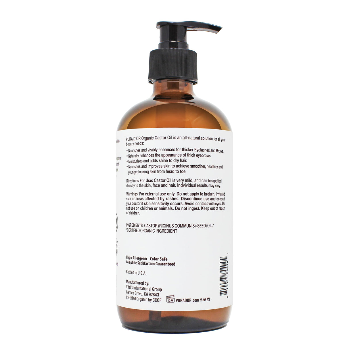 PURA D'OR bottle on bathroom shelf lifestyle conveying clean-beauty ritual