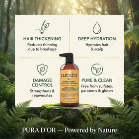 PURA D'OR herbal ingredients flatlay emphasizing natural support
