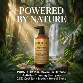 PURA D'OR label close-up showing active ingredients for clarity