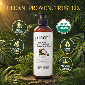 PURA D'OR oil texture on hand highlighting fast absorption and non-greasy feel