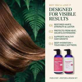 PURA D'OR ingredient oils flatlay highlighting nourishing botanicals