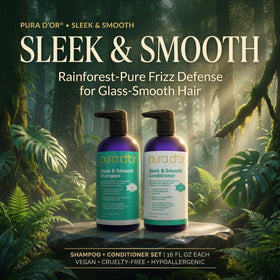 PURA D'OR shampoo pump close-up demonstrating easy dispensing benefit
