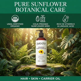 PURA D'OR 16 oz bottle next to common items for scale showing generous supply benefit