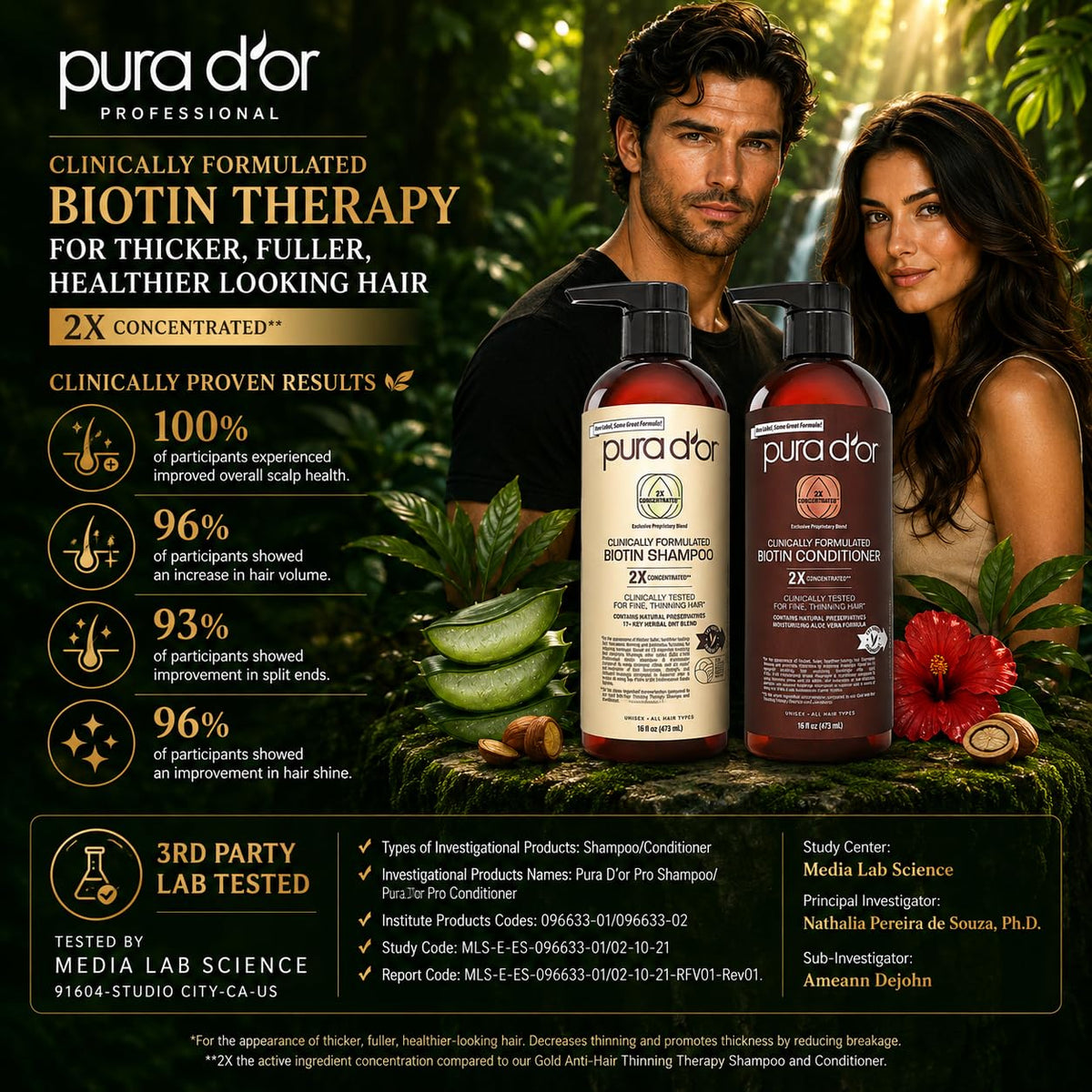 PURA D'OR two 16oz bottles scale to show full-size value