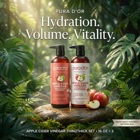 PURA D'OR close-up label highlighting active ingredients and clean formulation benefit