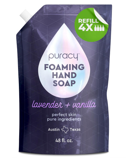 Puracy refill front label showing scent and 48 fl oz size benefit