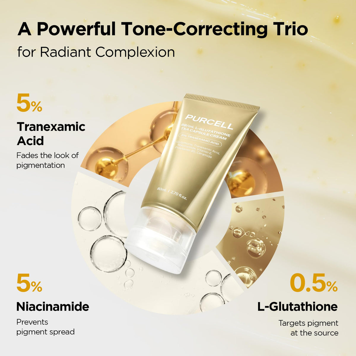PURCELL cream texture spread on skin, demonstrates moisturizing non‑greasy finish