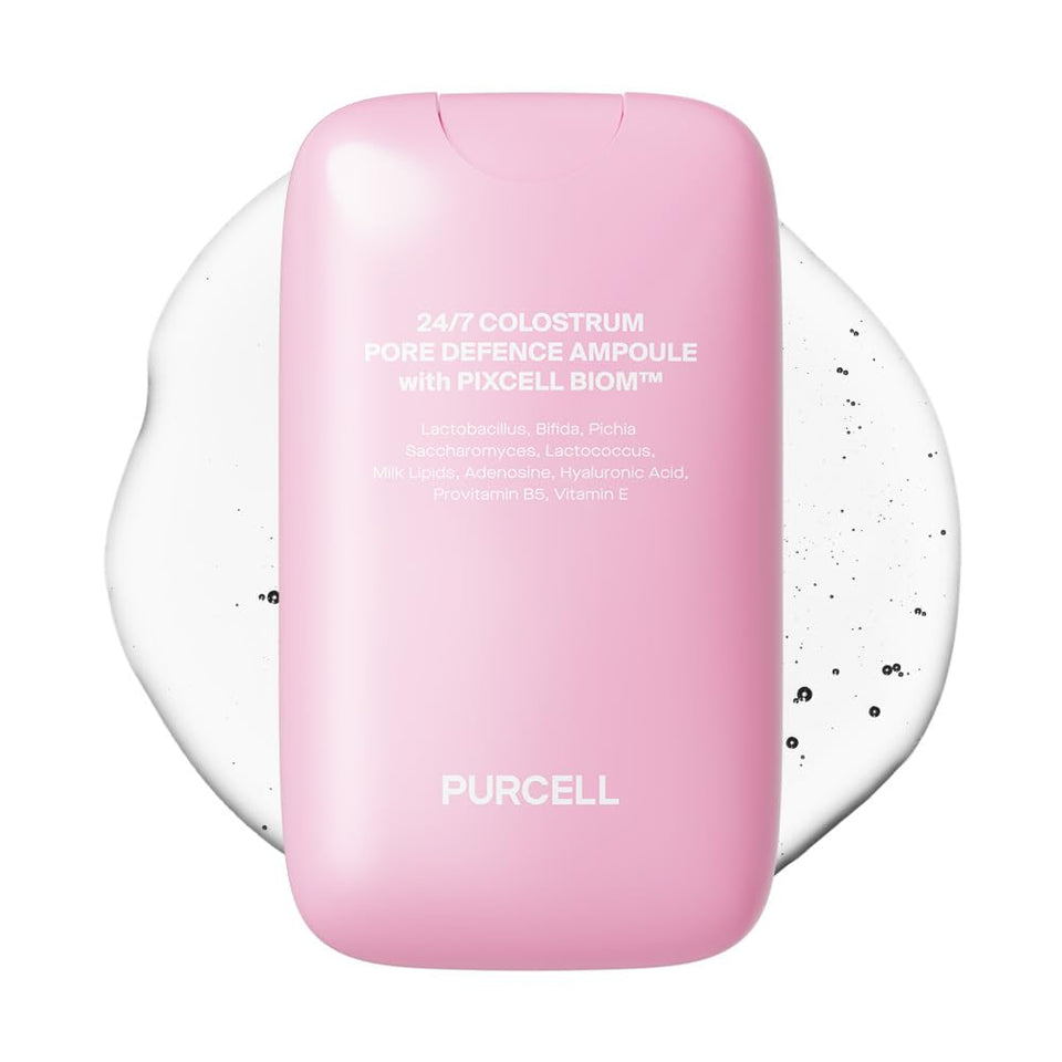 PURCELL front bottle showing pink ampoule mist and clean design benefit