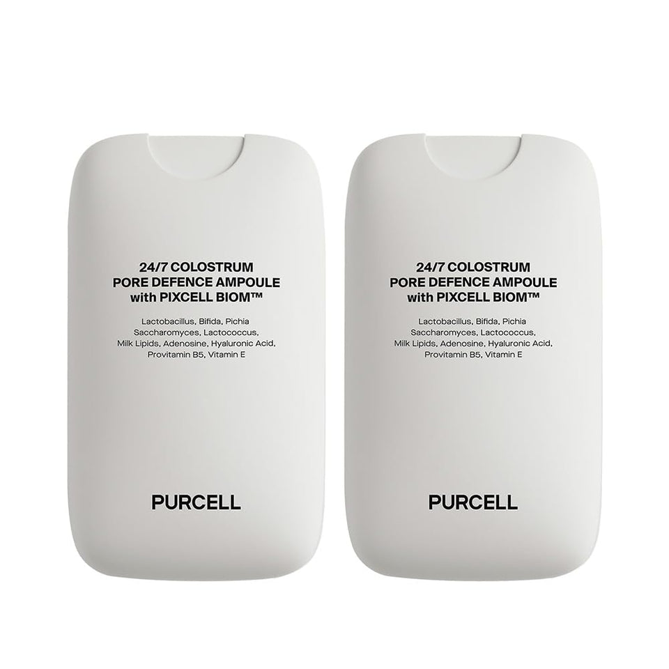 PURCELL front packaging showing ampoule mist and sleek bottle for portable hydration