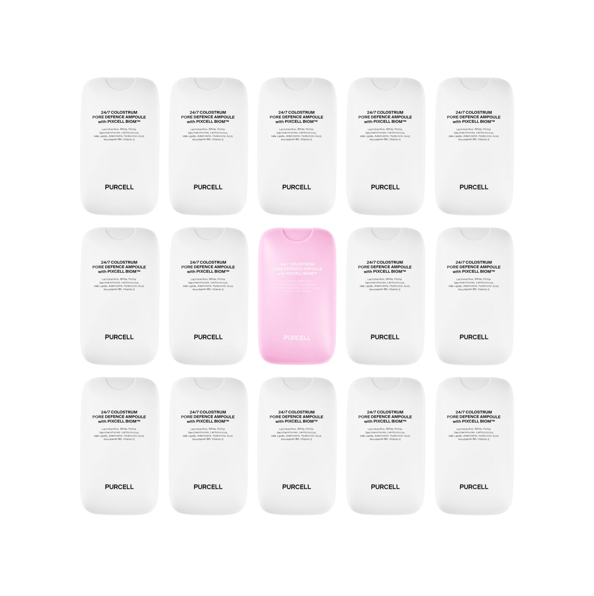 PURCELL ingredient display with colostrum and hyaluronic for nourishing boost