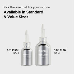 PURCELL before and after skin texture comparison showing refined pores and smoother benefit