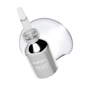 PURCELL bottle front view showing clean probiotic essence packaging and calming benefit