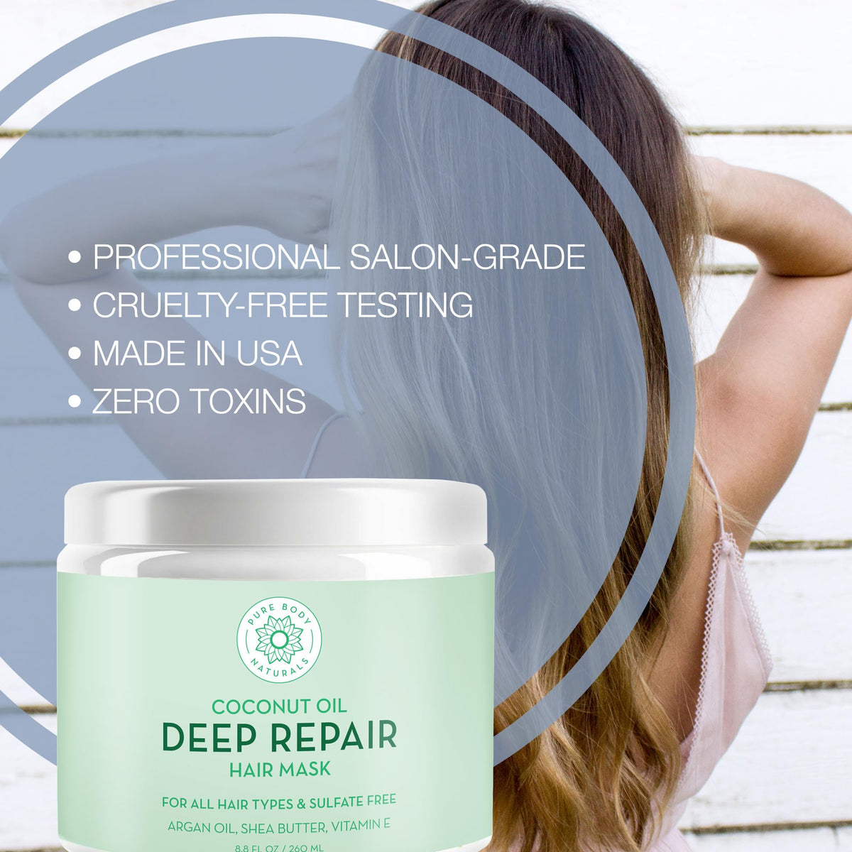 Pure Body Naturals spoon with mask showing ingredient texture and nourishing benefit