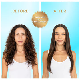 Pure Brazilian oil being applied to damp hair for frizz control and hydration
