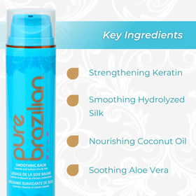 Pure Brazilian applying balm to damp hair demonstrating easier styling and reduced frizz benefit