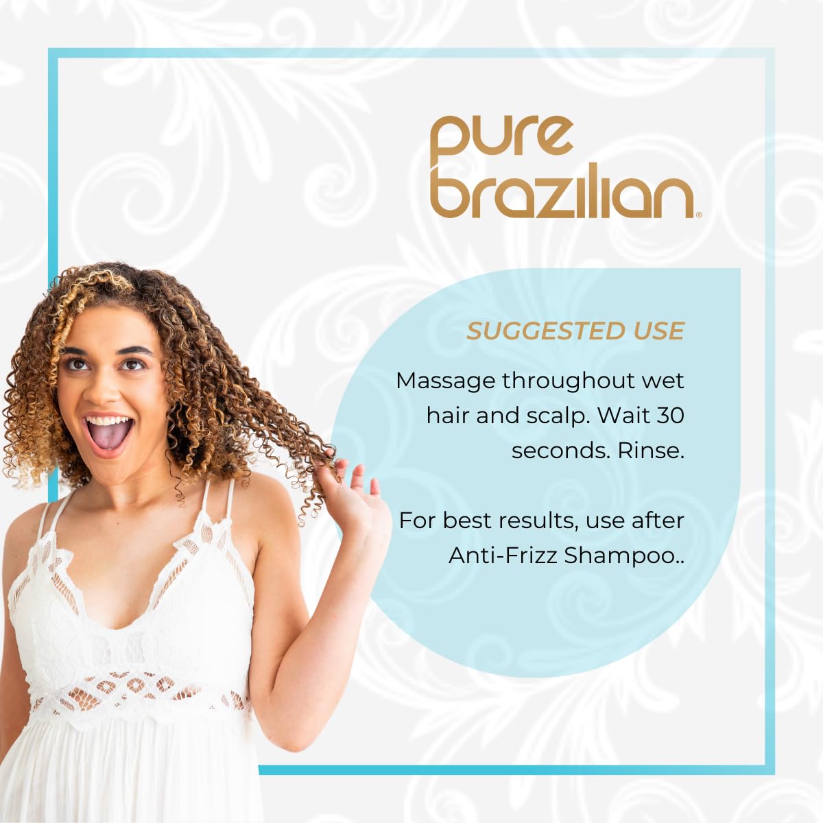 Pure Brazilian conditioner staged in bathroom for effortless at-home results
