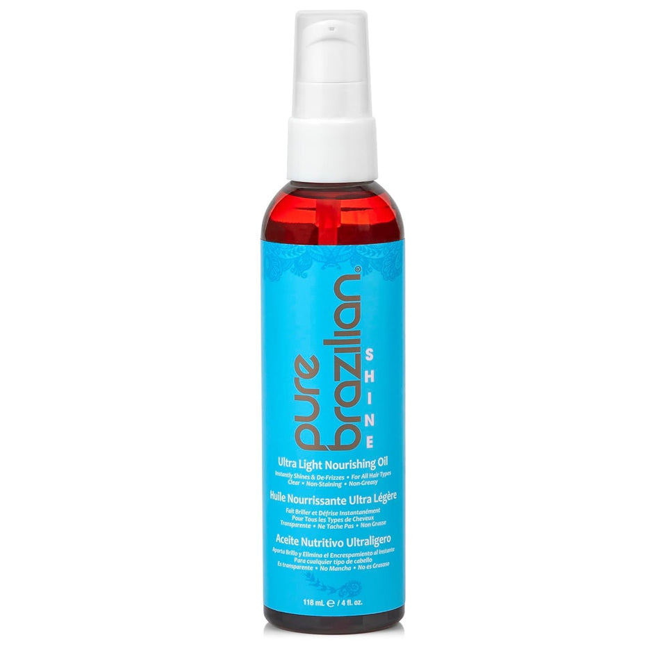 Pure Brazilian front packaging showing lightweight oil and glossy finish
