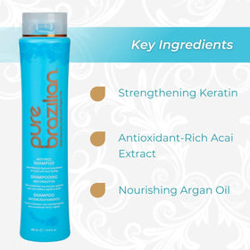Pure Brazilian ingredients close-up highlighting keratin, argan oil and açaí for nourishment
