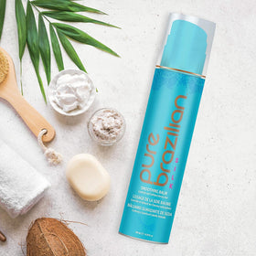 Pure Brazilian in a bathroom styling scene showing salon-quality smooth results at home