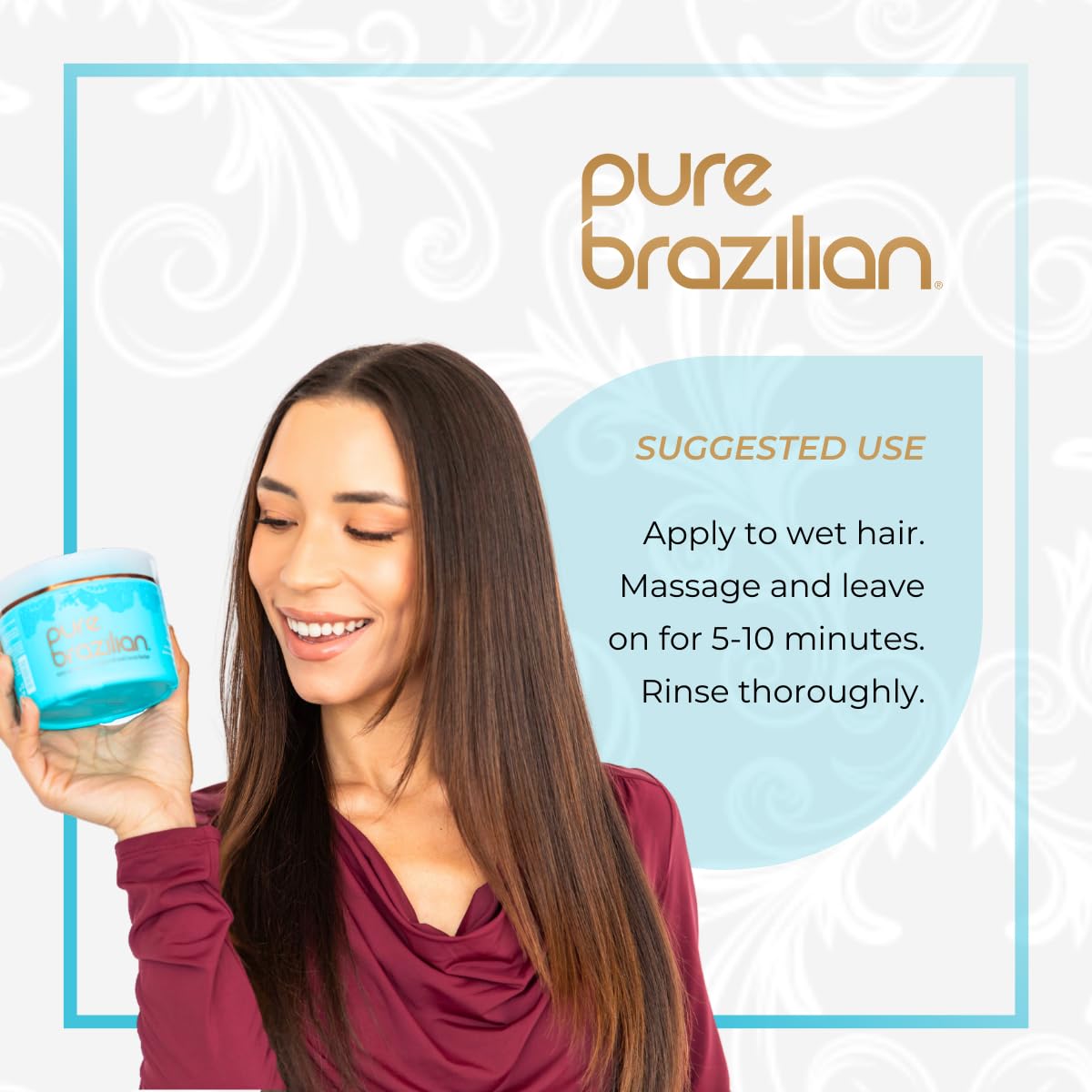 Pure Brazilian next to a measuring cup showing 8 fl oz scale and value