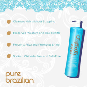 Pure Brazilian pump and label close-up highlighting ingredient list and benefit