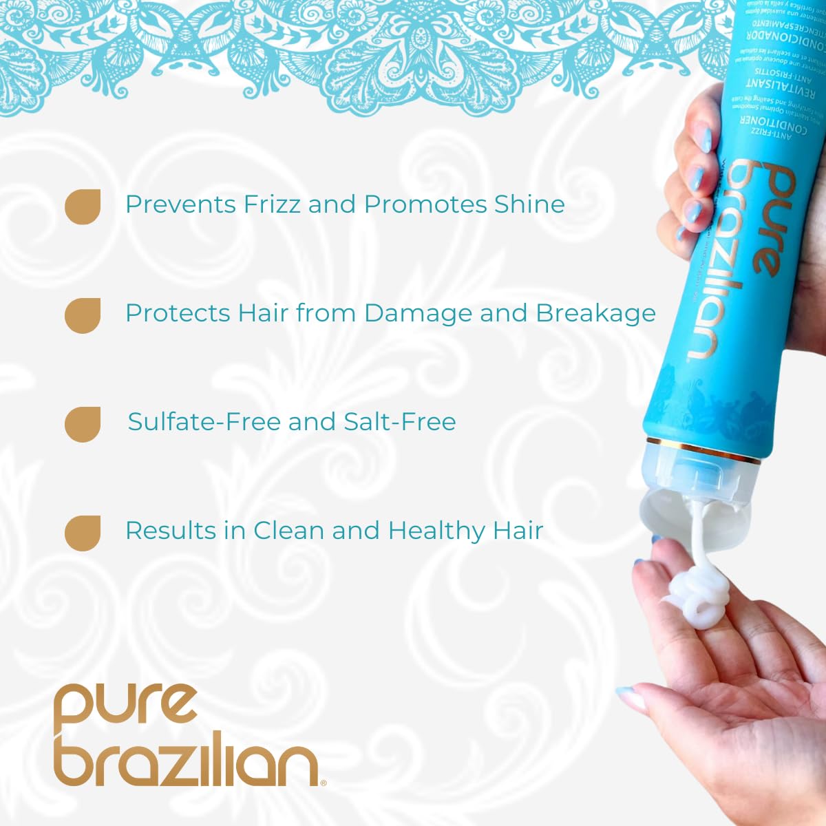 Pure Brazilian creamy texture close-up highlighting conditioning richness and smoothing effect