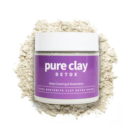PURE CLAY jar front view showing resealable 16 oz packaging and clean branding benefit
