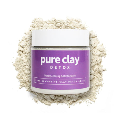 PURE CLAY jar front view showing resealable 16 oz packaging and clean branding benefit