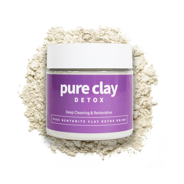 PURE CLAY jar front view showing resealable 16 oz packaging and clean branding benefit