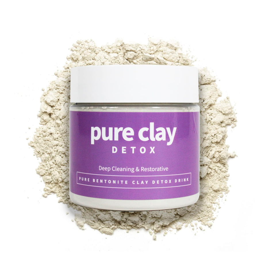 PURE CLAY jar front view showing resealable 16 oz packaging and clean branding benefit