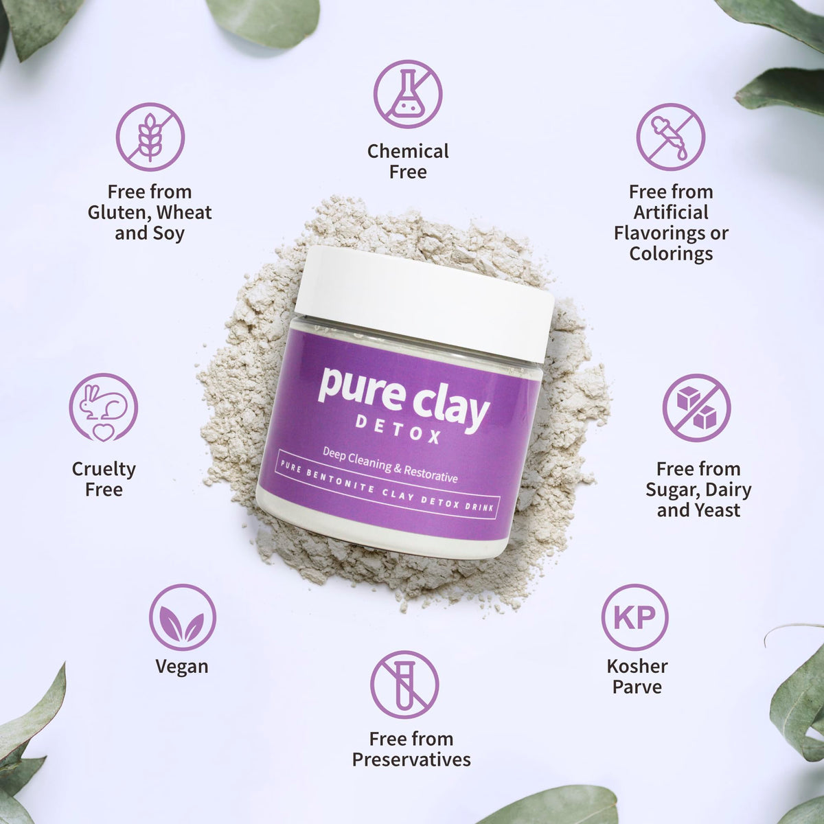 PURE CLAY mixed mask in ceramic bowl ready to apply for deep pore cleansing benefits