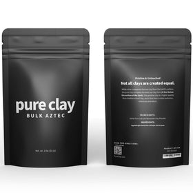 PURE CLAY open resealable pouch pouring smooth powder for easy storage and use