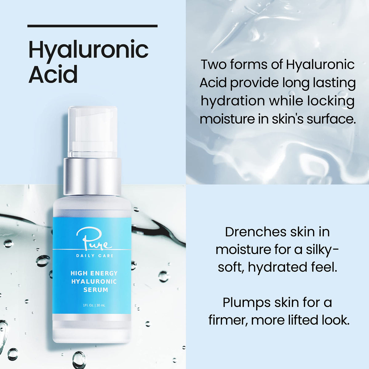 Pure Daily Care label detail highlighting ingredients and clinical-grade claim