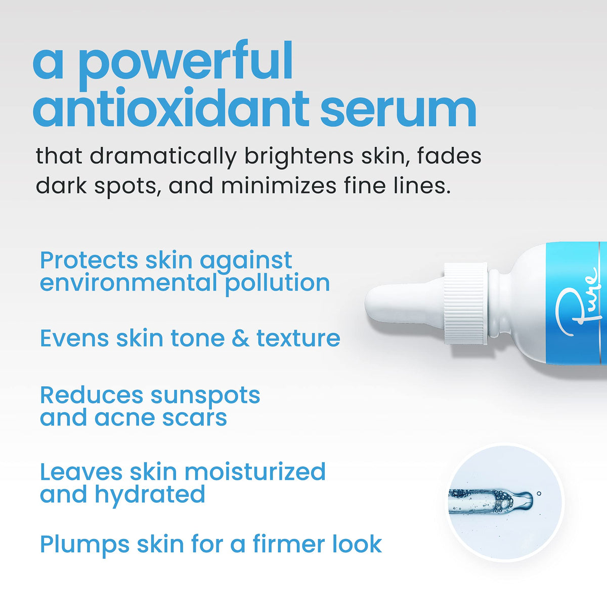 Pure Daily Care serum dispensed on skin to show hydration and smooth application
