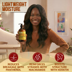PURE NATURE LUX SPA bottle on bathroom shelf showing everyday routine and fresh scalp benefit