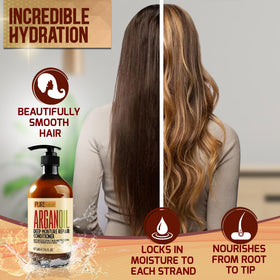 PURE NATURE LUX SPA conditioner applied to wet hair for detangling benefit