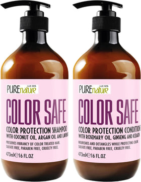 PURE NATURE LUX SPA front packaging showing color-safe duo for longer-lasting color