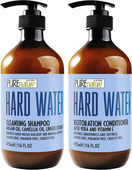 PURE NATURE LUX SPA front packaging showing both 16 fl oz bottles and benefits