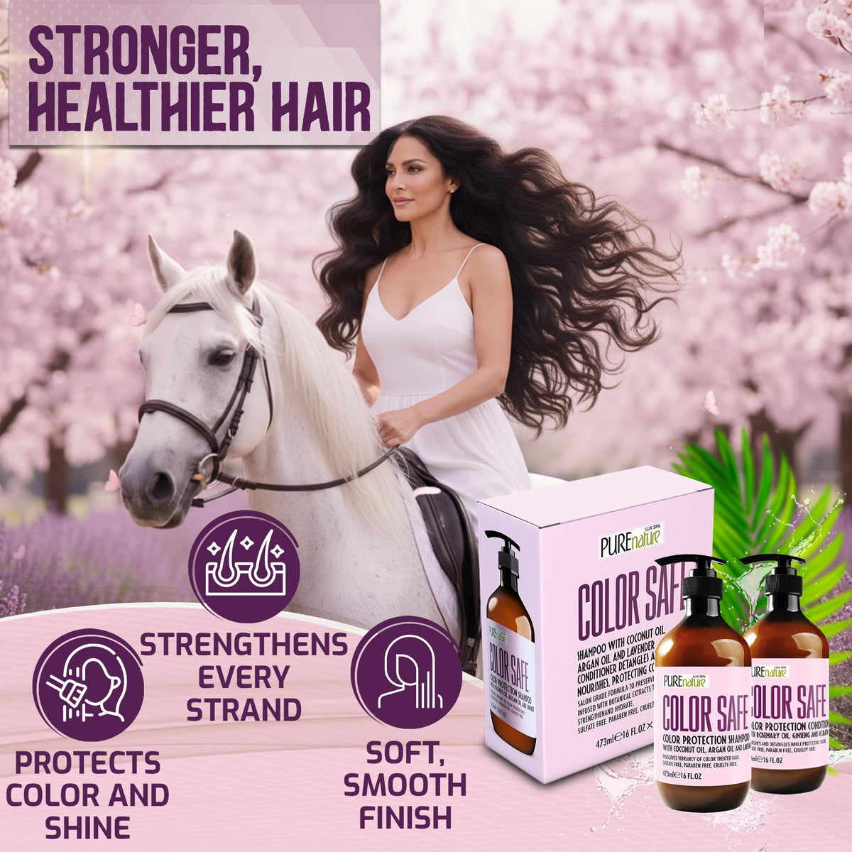 PURE NATURE LUX SPA shampoo and conditioner in use at salon for polished results