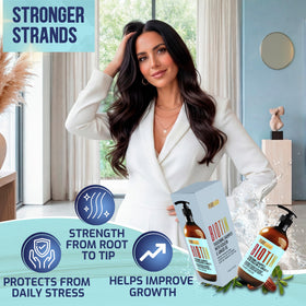 PURE NATURE LUX SPA bottle in hand showing 16 fl oz size