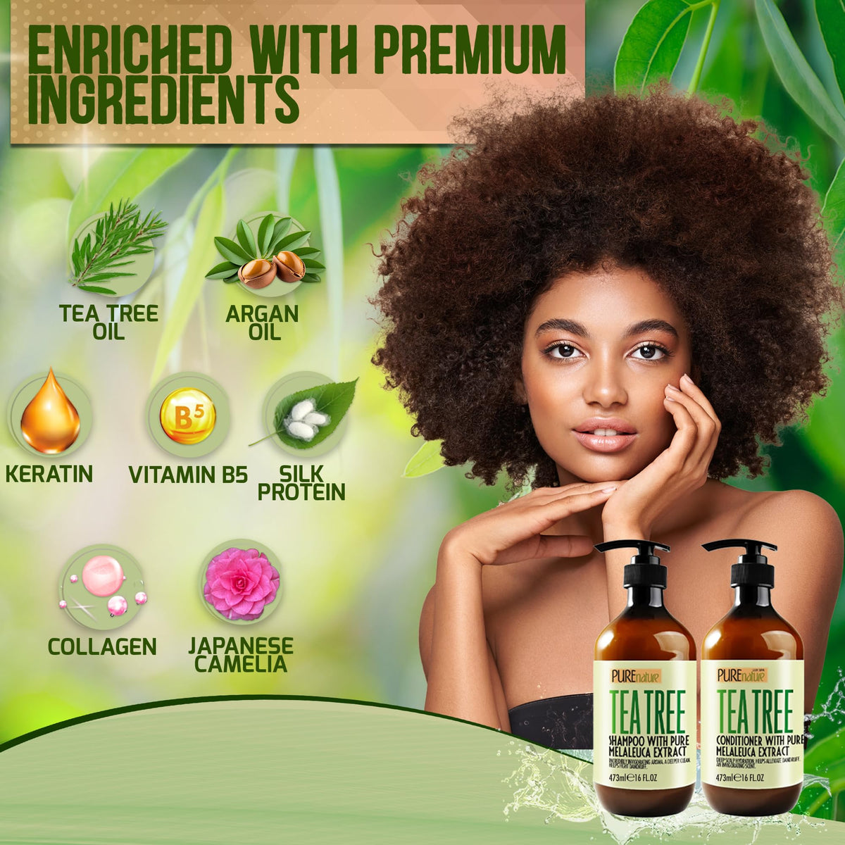 PURE NATURE LUX SPA shampoo lather on hand showing gentle cleansing action