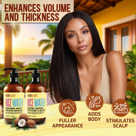 PURE NATURE LUX SPA in use on wet hair adding lift and manageability