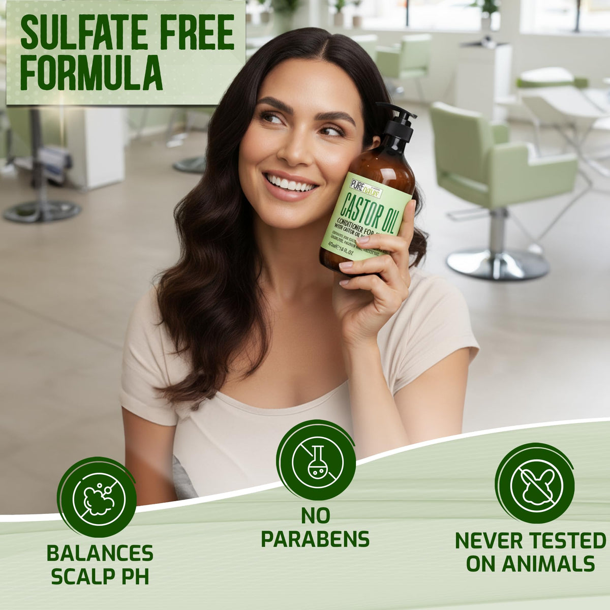PURE NATURE LUX SPA shampoo in hand demonstrating easy lather and cleansing