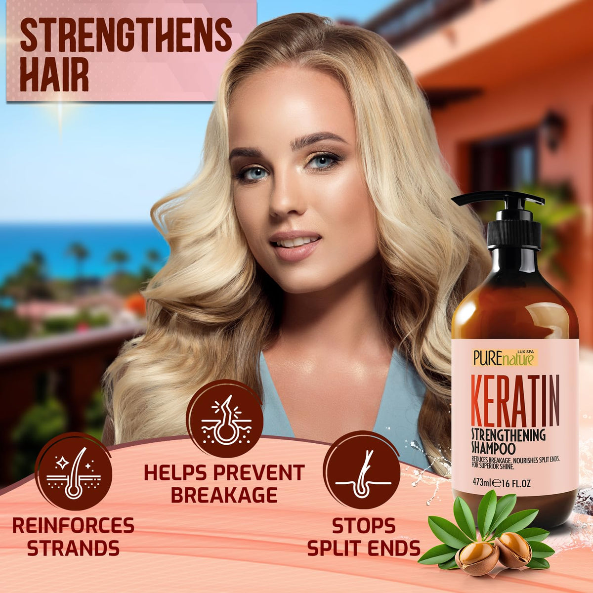 PURE NATURE LUX SPA close-up of creamy keratin texture for smoothing benefit