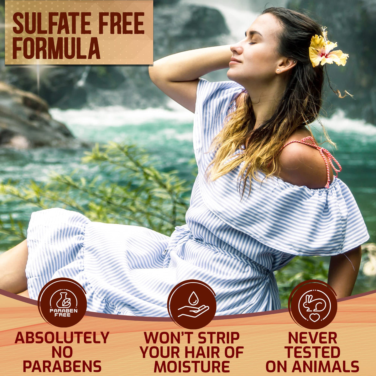 PURE NATURE LUX SPA shampoo texture dispensing showing moisturizing, lathering benefit