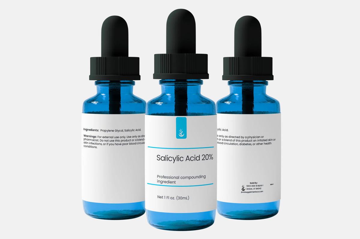 PURE ORIGINAL INGREDIENTS label close-up listing salicylic acid and propylene glycol benefit ingredient transparency